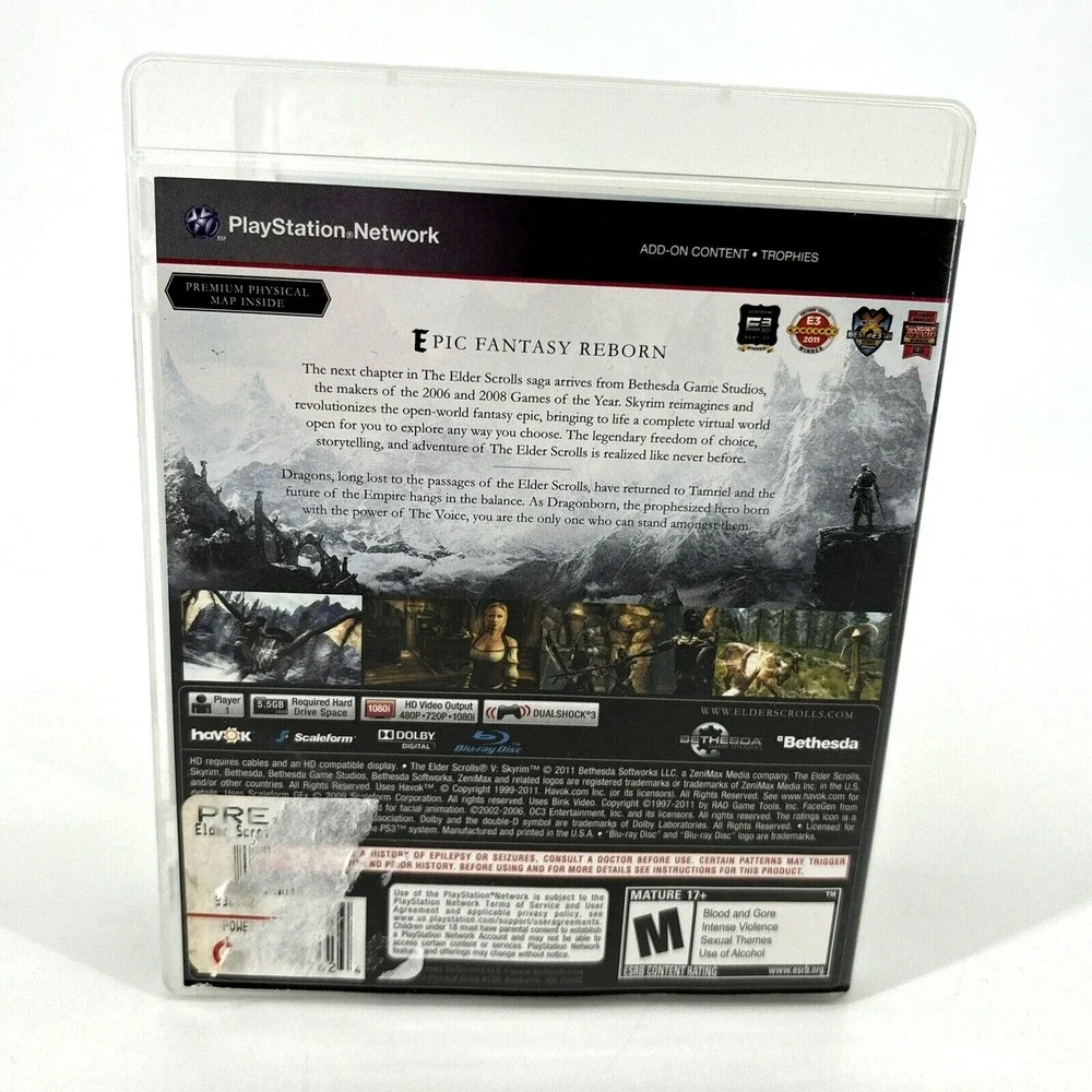 The Elder Scrolls V: Skyrim PS3 Game, Manual & Case Sony PlayStation‎ 3 2011